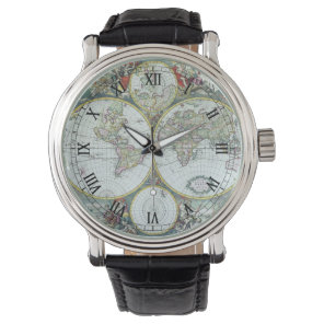 17th Century Antique World Map, Frederick De Wit Watch