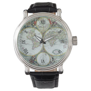17th Century Antique World Map, Frederick De Wit Watch