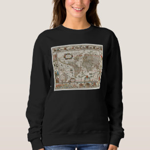 17TH CENTURY ANTIQUE WORLD MAP HISTORY GEOGRAPHY E SWEATSHIRT