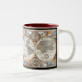 17th Century Dual Hemisphere World Map Two-Tone Coffee Mug