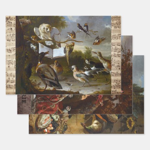 17TH CENTURY FRENCH ANTIQUE ANIMAL ART DECOUPAGE WRAPPING PAPER SHEETS