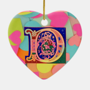 17th Century Letter D Ceramic Ornament