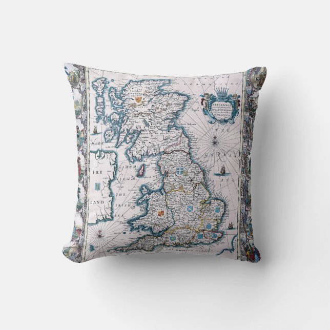 17th Century  Map Of England Throw Pillow (Front)