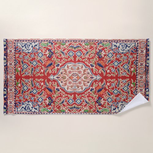 17th Century Persian Rug Print  Beach Towel