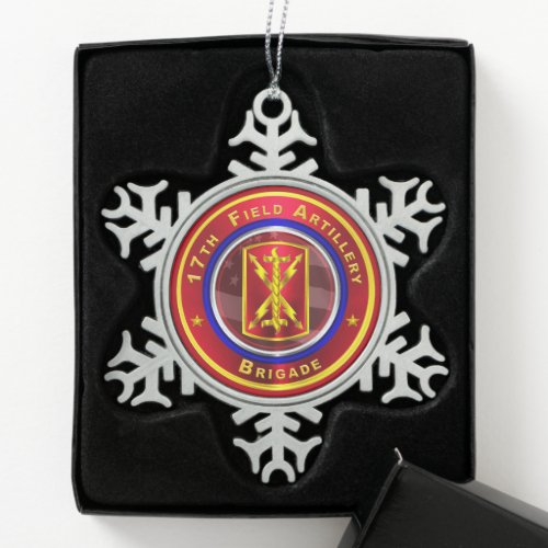17th Field Artillery Brigade  Snowflake Pewter Christmas Ornament
