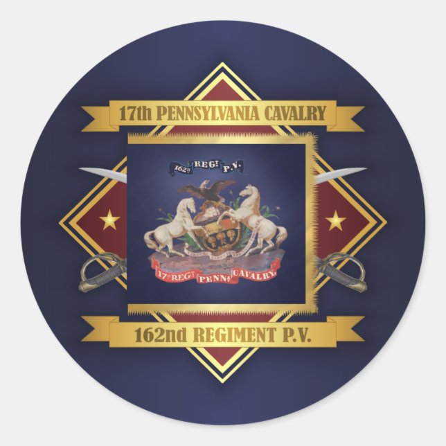 17th Pennsylvania Cavalry Classic Round Sticker (Front)