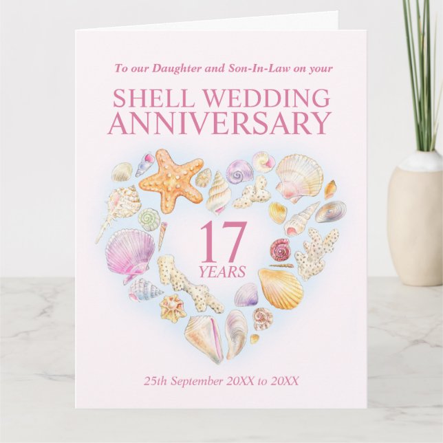 17th shell anniversary watercolor Daughter  Card (Front)