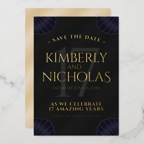 17th Shells Wedding Anniversary Save the Date Foil Invitation