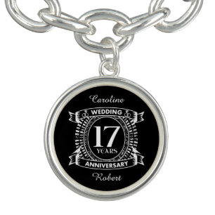 17TH wedding anniversary black and white Bracelet