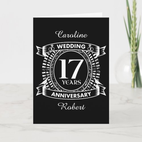 17TH wedding anniversary black and white Card