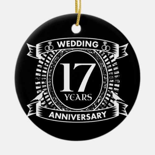 17TH wedding anniversary black and white Ceramic Ornament