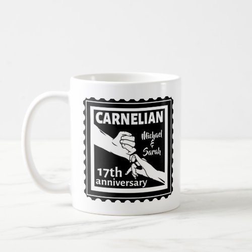 17th wedding anniversary black and white coffee mug