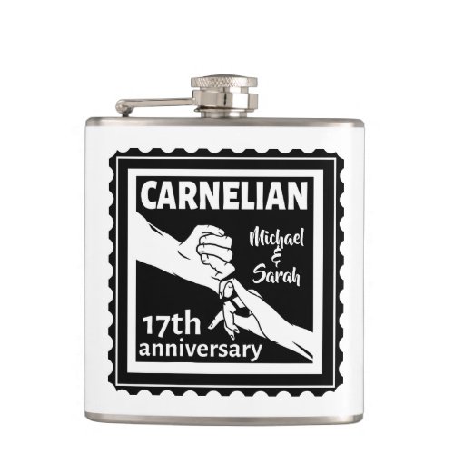 17th wedding anniversary black and white flask