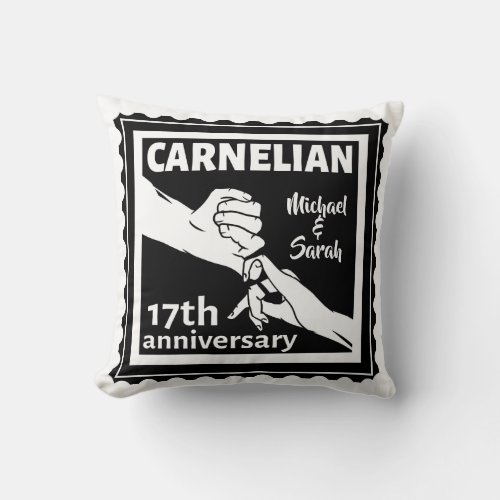 17th wedding anniversary black and white throw pillow