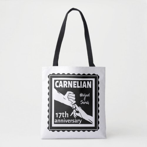 17th wedding anniversary black and white tote bag