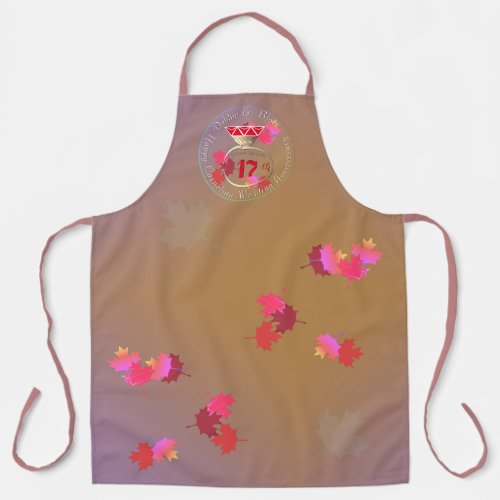 17th Wedding Anniversary Carnelian and Fall Leaves Apron