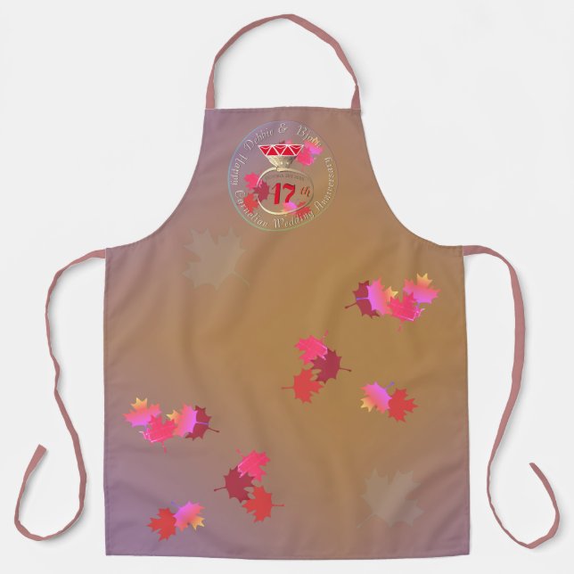 17th Wedding Anniversary Carnelian and Fall Leaves Apron (Front)