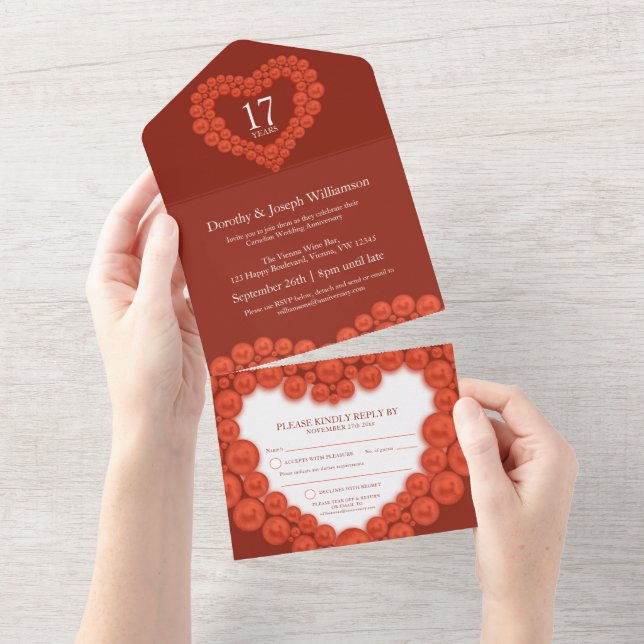 17th wedding anniversary carnelian beads all in one invitation (Tearaway)