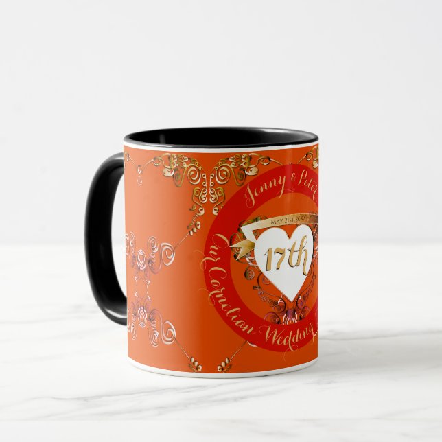 17th Wedding Anniversary Carnelian Color Mug (Front Left)