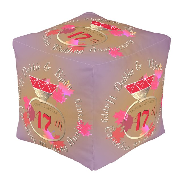 17th Wedding Anniversary Carnelian & Furniture  Pouf (Angled Front)