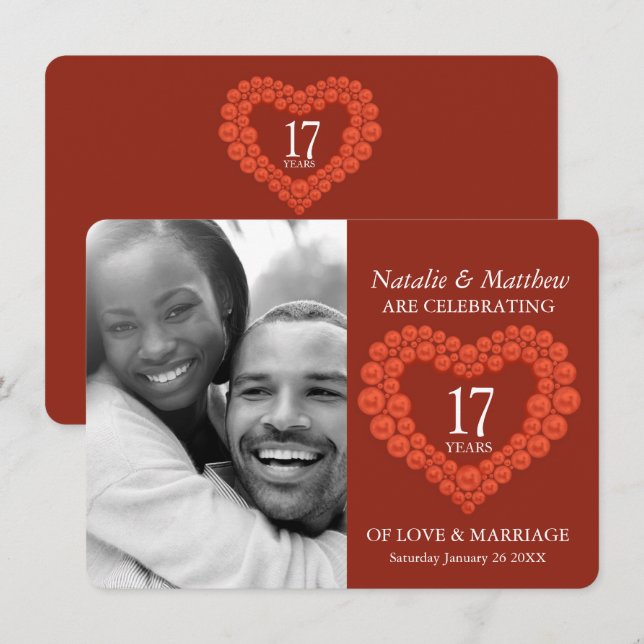 17th wedding Anniversary carnelian photo Invitation (Front/Back)