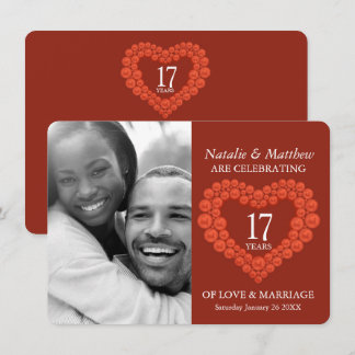 17th wedding Anniversary carnelian photo Invitation