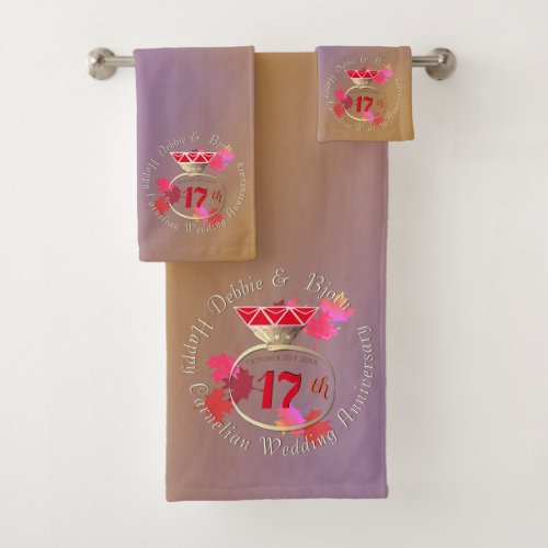 17th Wedding Anniversary Carnelian Ring Bath Towel Set