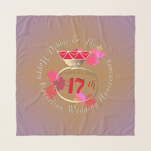 17th Wedding Anniversary Carnelian Ring  Scarf (Front)