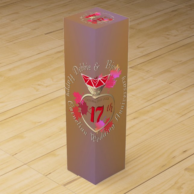 17th Wedding Anniversary Carnelian Ring Wine Box (Front)