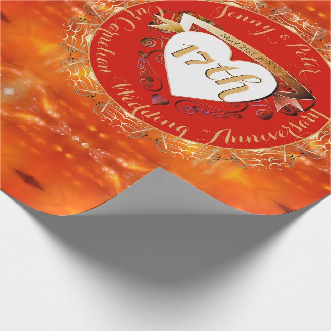 17th Wedding Anniversary Carnelian  Wrapping Paper (Corner)
