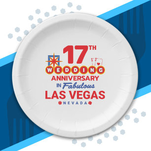 17th Wedding Anniversary Couples Las Vegas Trip Paper Plates