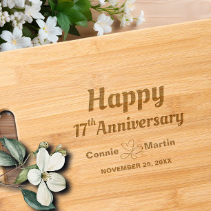 17th Wedding Anniversary Elegant Engraved Cutting Board