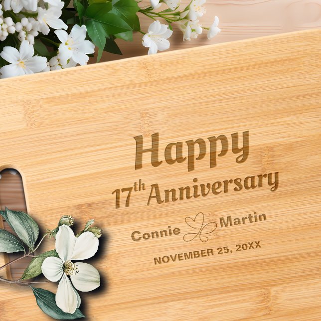 17th Wedding Anniversary Elegant Engraved Cutting Board (Creator Uploaded)