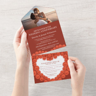 17th wedding anniversary event carnelian photo all in one invitation