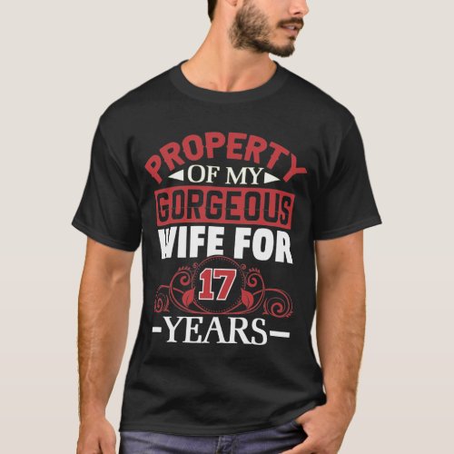 17th Wedding Anniversary Gift for Husband 17 Years T_Shirt