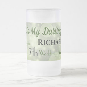 17th Wedding Anniversary Husband Frosted Glass Beer Mug