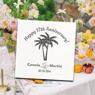 17th Wedding Anniversary Palm Trees Napkins