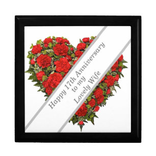 17th Wedding Anniversary, Red Carnations Gift Box