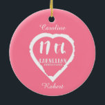 17th Wedding anniversary traditional carnelian Ceramic Ornament<br><div class="desc">If you would like any help customizing this design please contact me,  there is an ask this designer button,  just below this text. Aromantic heart brush stroke design for people celebrating 17th wedding anniversary. Carnelian gemstone is the traditional gift for this occasion.</div>
