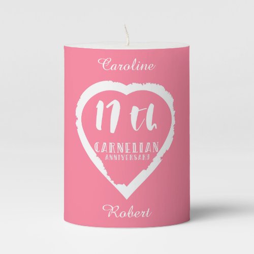 17th Wedding anniversary traditional carnelian Pillar Candle