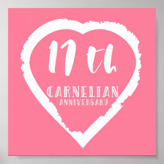 17th Wedding anniversary traditional carnelian Poster