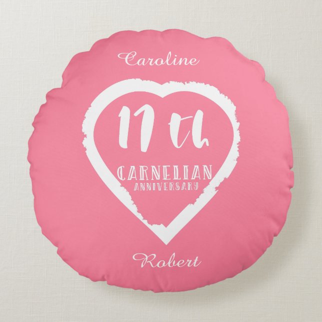 17th Wedding anniversary traditional carnelian Round Pillow (Front)