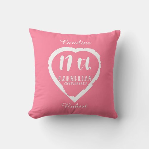 17th Wedding anniversary traditional carnelian Throw Pillow