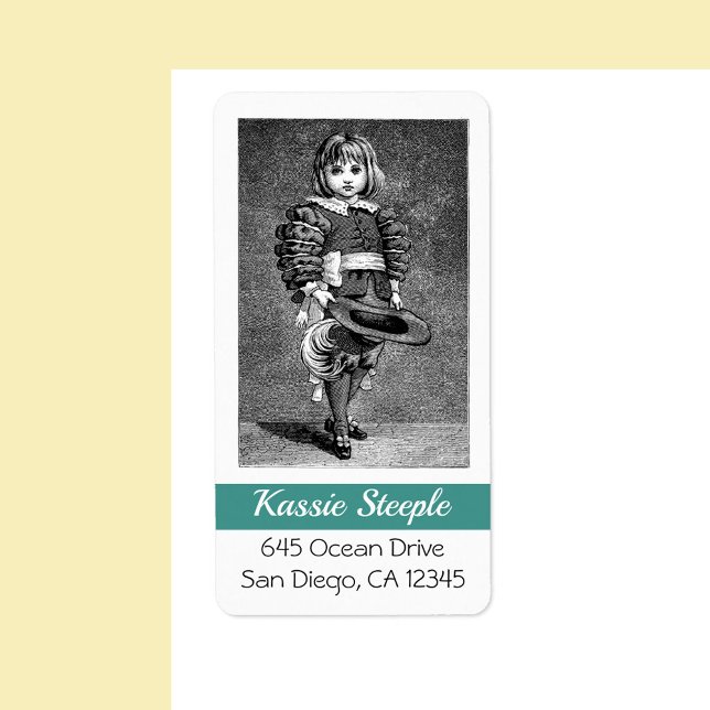 1800s Art Boy All Dressed Up With a Hat Label (Creator Uploaded)