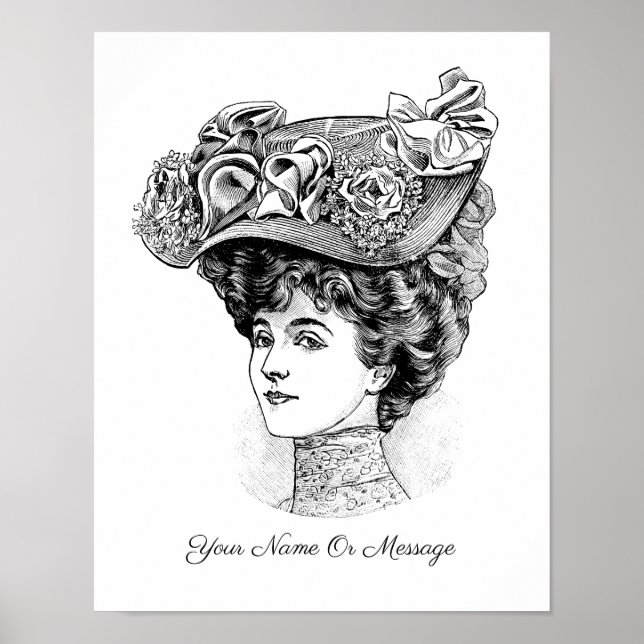 1800s Art of a Woman In a Floral Hat 2 Poster (Front)