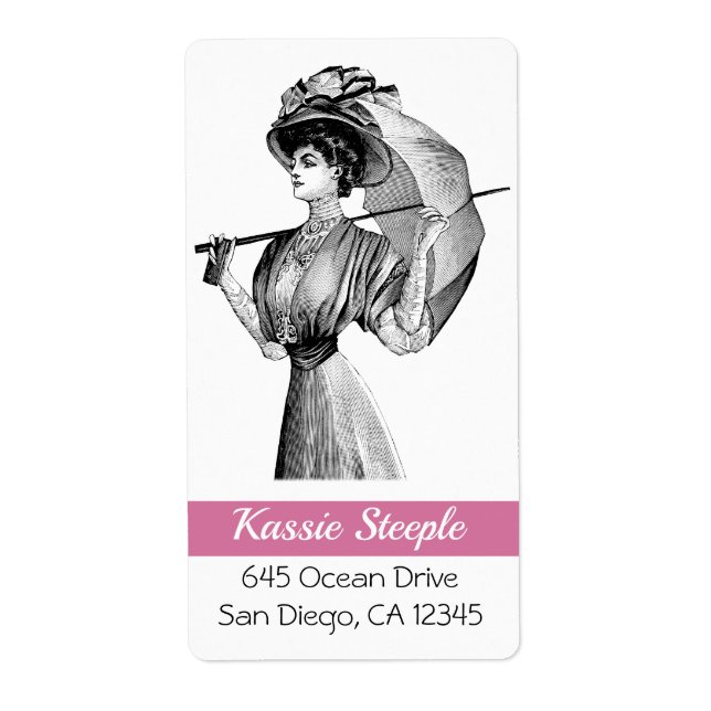 1800s Art Woman With Umbrella Label (Front)