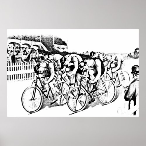 1800s Bicycle Race Art illustration Poster