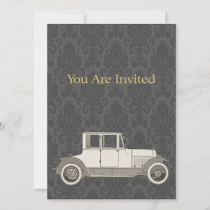 1800's Vintage Car Illustration Invitation