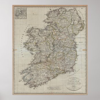 1804 Map Of Ireland Poster by lostlit at Zazzle