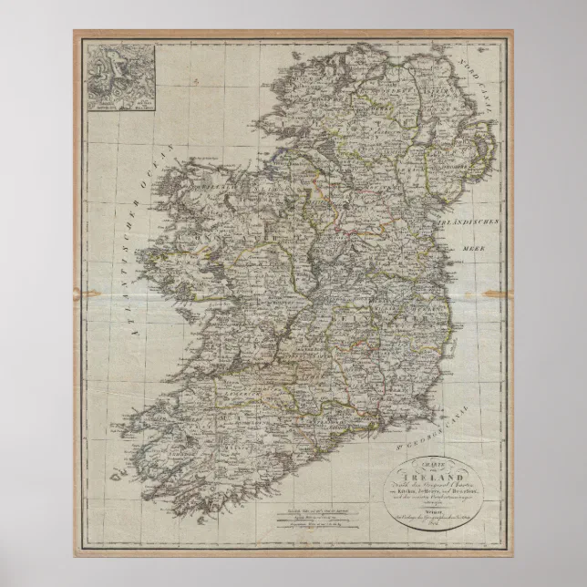 1804 Map of Ireland Poster | Zazzle